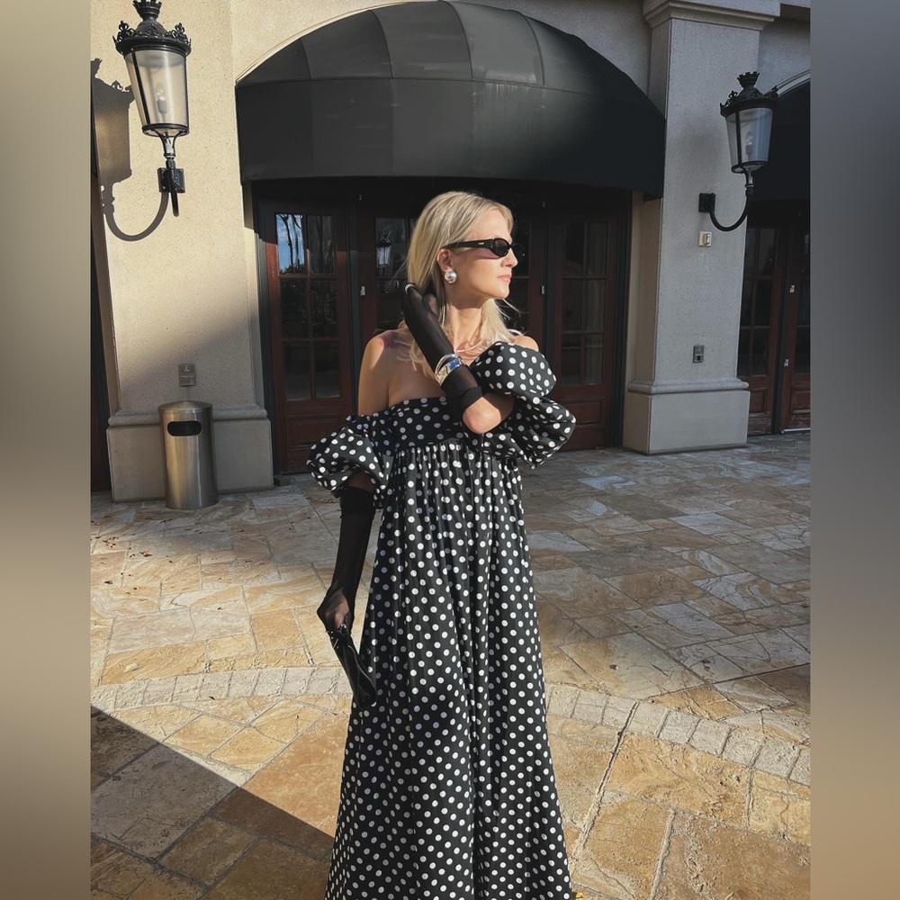 Caroline Constas Emilia Black and White Polka Dot Maxi Dress